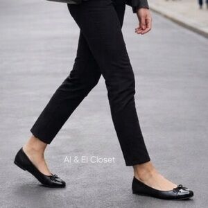DV by Dolce Vita Black Leather Ballet Flats with Bow